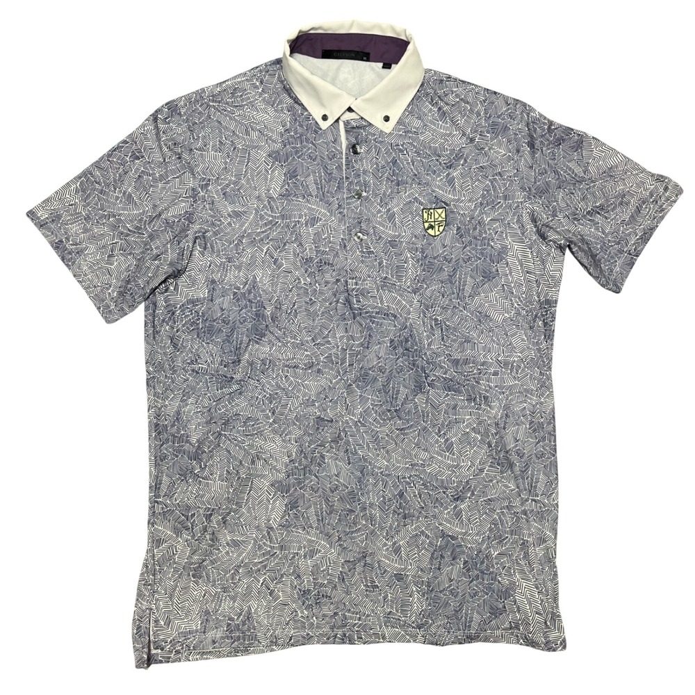 Greyson Polo Shirt Mens M purple White Geometric Hidden Wolf Performance Golf - Picture 3 of 8